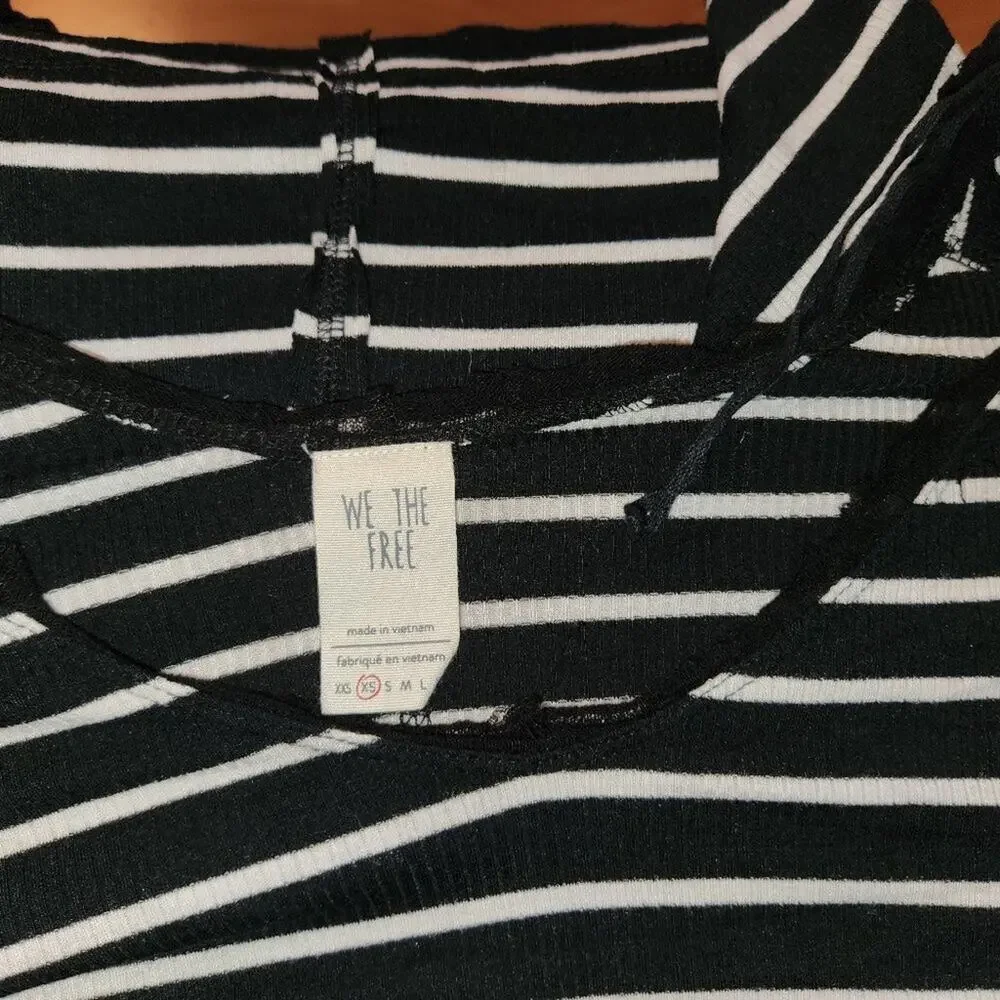 We The Free Tangerine Womens Striped Mesh Inset Peplum Top || XS